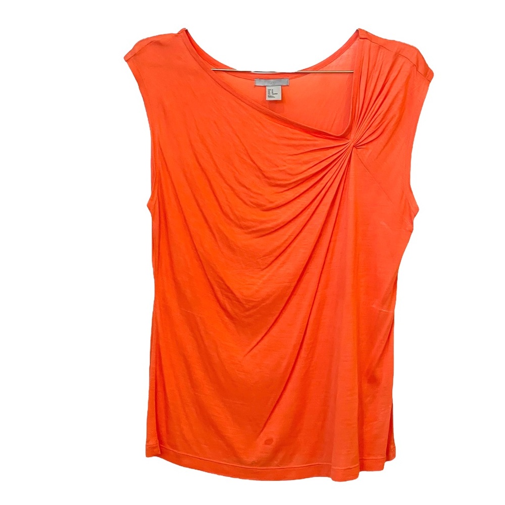 Orange tank with off-center v-neck & gathers